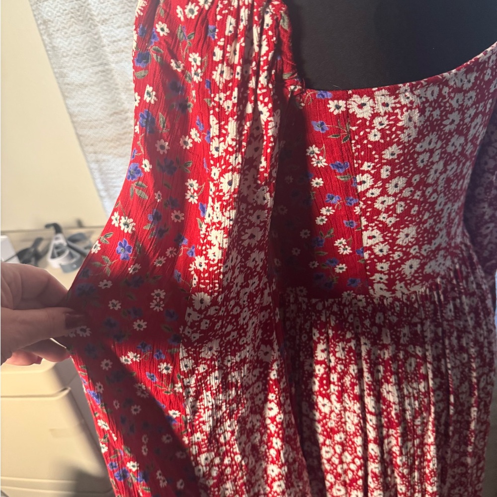 ASOS Red Floral Long Sleeve Dress - Picture 8 of 11